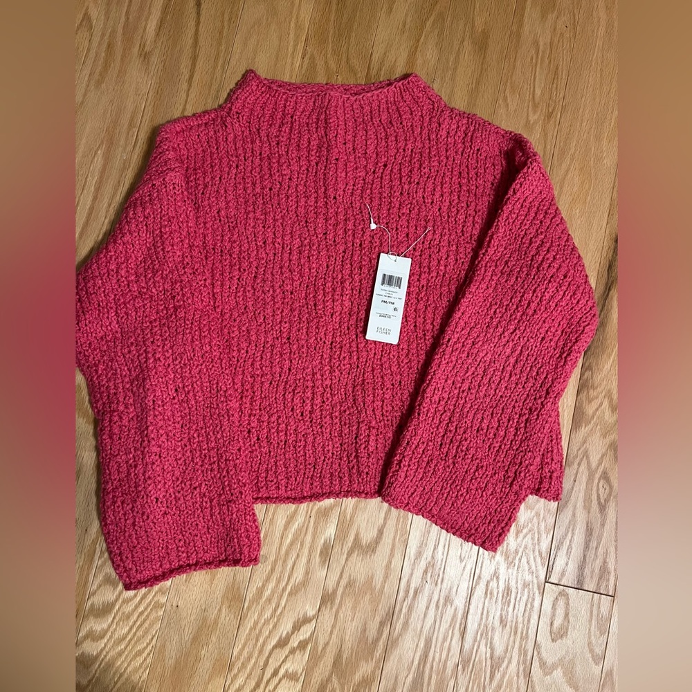 Eileen Fisher Cherry Red Textured Sweater